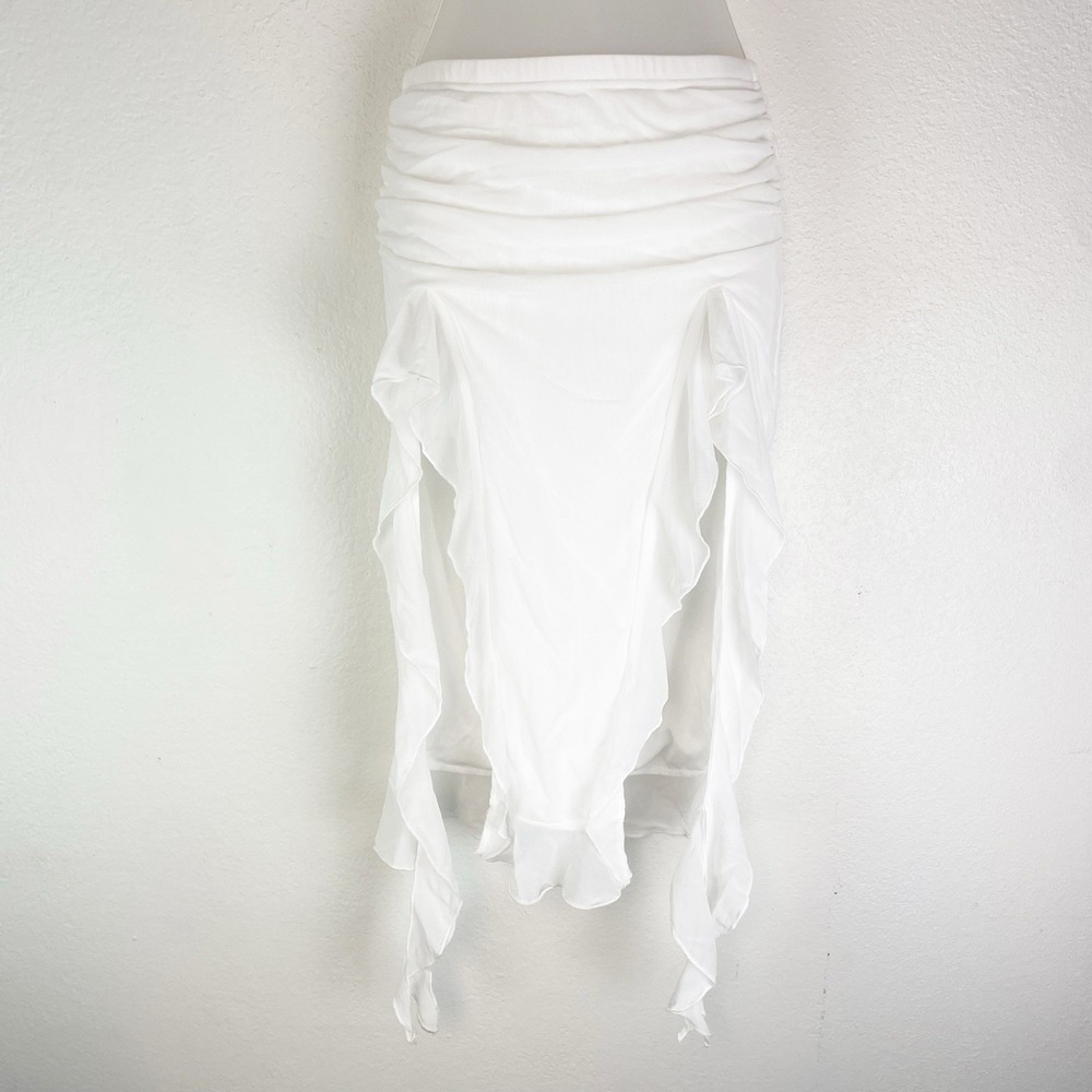 Shein Skirt Mesh Asymmetric Angelic‎ Fairy Whimsical Ethereal Balletcore Sheer S